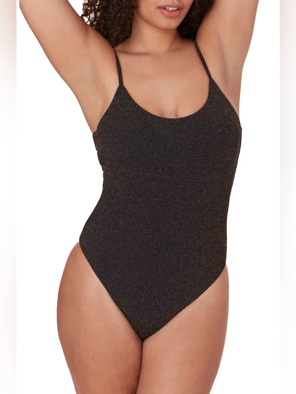 Andie Swim The Liku Metallic One-Piece Swimsuit Medium Adjustable Back
